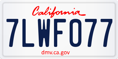 CA license plate 7LWF077