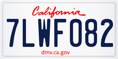 CA license plate 7LWF082