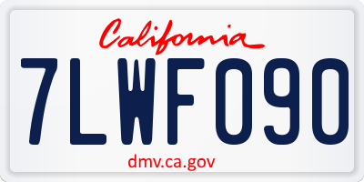 CA license plate 7LWF090