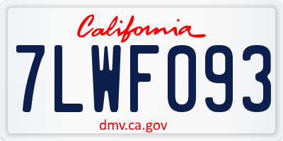 CA license plate 7LWF093