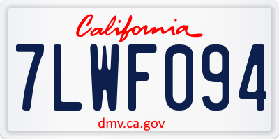 CA license plate 7LWF094