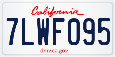 CA license plate 7LWF095