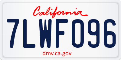 CA license plate 7LWF096