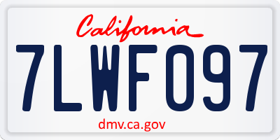 CA license plate 7LWF097