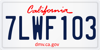 CA license plate 7LWF103