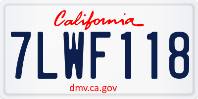 CA license plate 7LWF118
