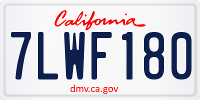 CA license plate 7LWF180
