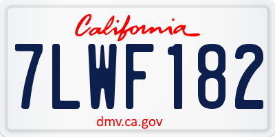 CA license plate 7LWF182