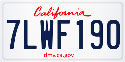 CA license plate 7LWF190