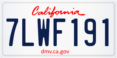 CA license plate 7LWF191