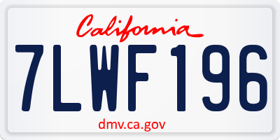 CA license plate 7LWF196