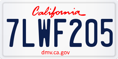 CA license plate 7LWF205