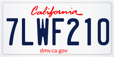 CA license plate 7LWF210