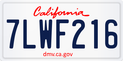 CA license plate 7LWF216