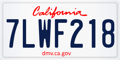 CA license plate 7LWF218