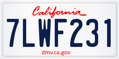 CA license plate 7LWF231