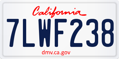 CA license plate 7LWF238