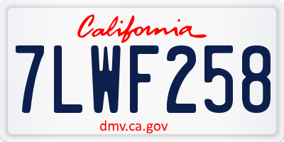 CA license plate 7LWF258