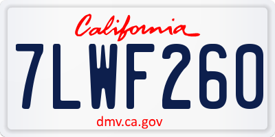 CA license plate 7LWF260