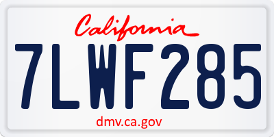 CA license plate 7LWF285