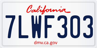 CA license plate 7LWF303