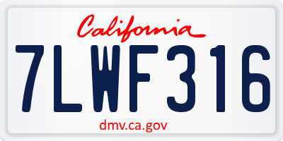 CA license plate 7LWF316