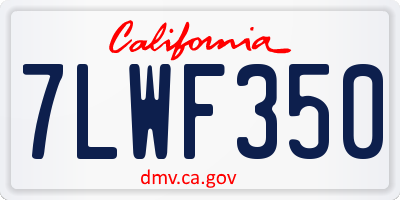 CA license plate 7LWF350
