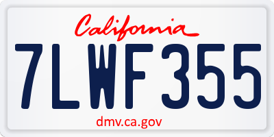 CA license plate 7LWF355