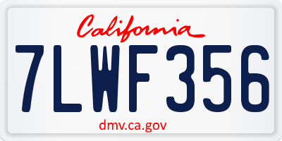 CA license plate 7LWF356