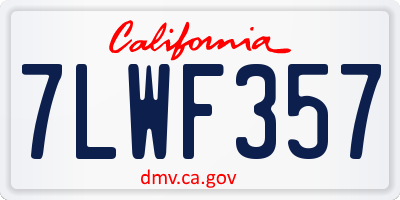 CA license plate 7LWF357