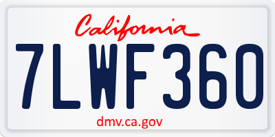 CA license plate 7LWF360