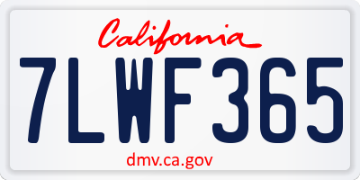 CA license plate 7LWF365