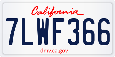 CA license plate 7LWF366