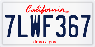 CA license plate 7LWF367