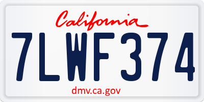 CA license plate 7LWF374