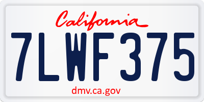 CA license plate 7LWF375