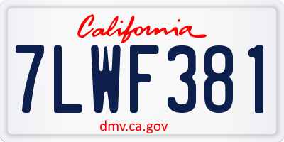CA license plate 7LWF381