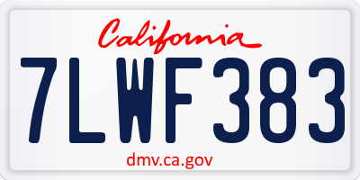 CA license plate 7LWF383