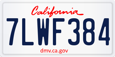 CA license plate 7LWF384