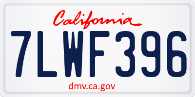 CA license plate 7LWF396