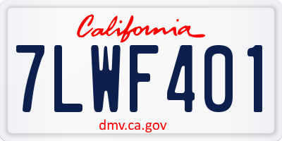 CA license plate 7LWF401