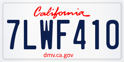 CA license plate 7LWF410
