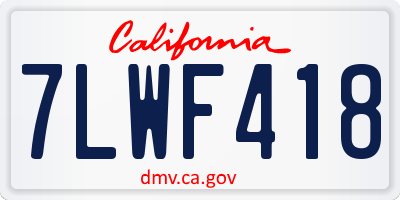 CA license plate 7LWF418