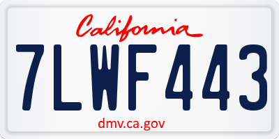 CA license plate 7LWF443