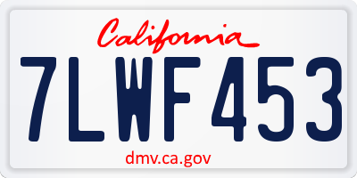 CA license plate 7LWF453