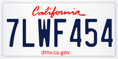 CA license plate 7LWF454