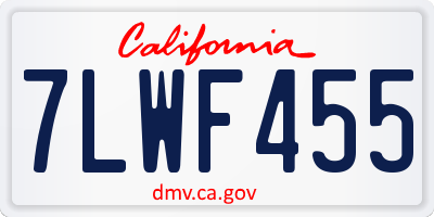 CA license plate 7LWF455