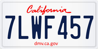 CA license plate 7LWF457