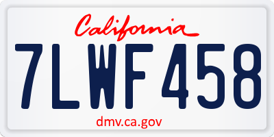 CA license plate 7LWF458
