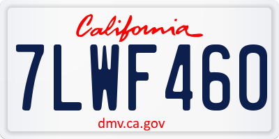 CA license plate 7LWF460